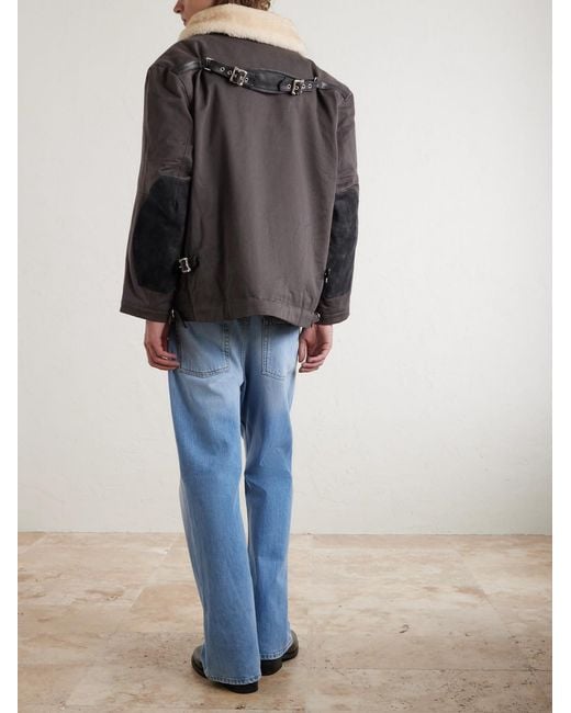 Enfants Riches Deprimes Purple Viktor Shearling-Trimmed Padded Cotton-Twill Jacket for men