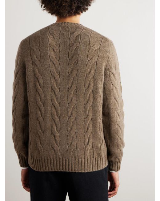 Loro Piana Natural Napier Cable-Knit Baby Cashmere Sweater for men