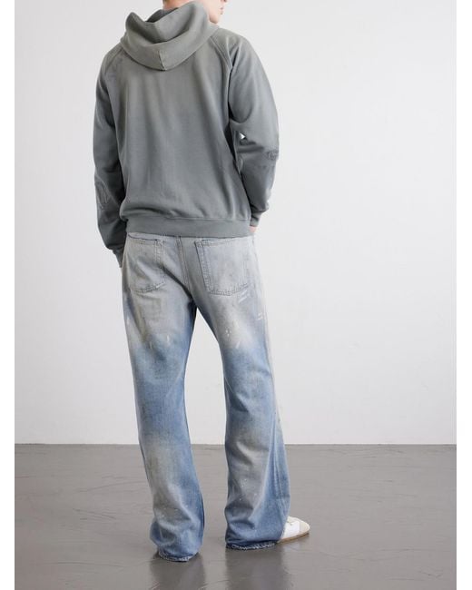 Acne Gray Fupiter Logo-Print Embroidered Cotton-Jersey Hoodie for men