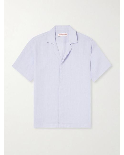 Orlebar Brown White Maitan Ii Camp-Collar Linen Shirt for men