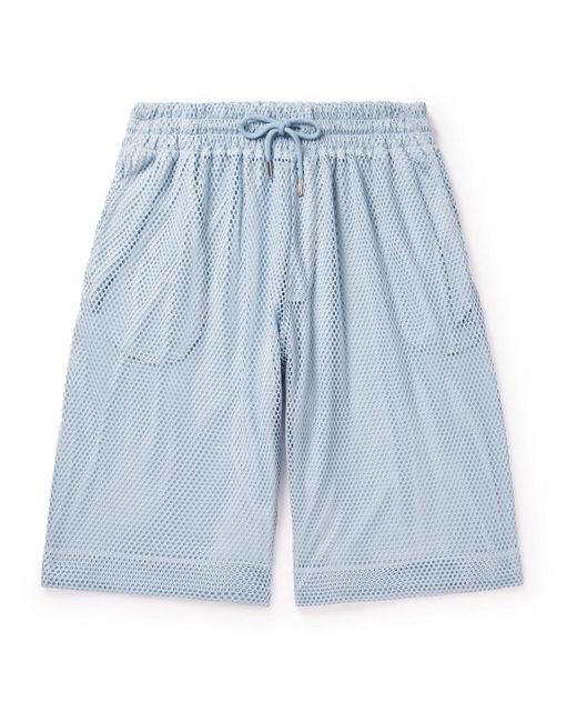 Dries Van Noten Blue Wide-leg Cotton-blend Mesh Drawstring Shorts for men