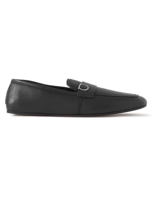 Ferragamo Black Debros Embellished Leather Loafers for men