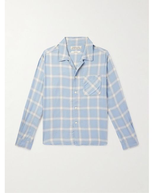 Remi Relief Convertible-Collar Checked Flannel Shirt in Blue for