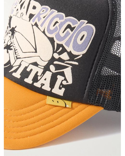 Kapital Black Life Kapriccio Mesh-Trimmed Printed Scuba Trucker Cap for men
