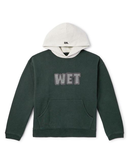 ERL Green Logo-print Cotton-blend Jersey Hoodie for men