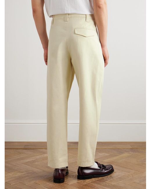 A.P.C. Natural Renato Tapered Pleated Herringbone Cotton Trousers for men