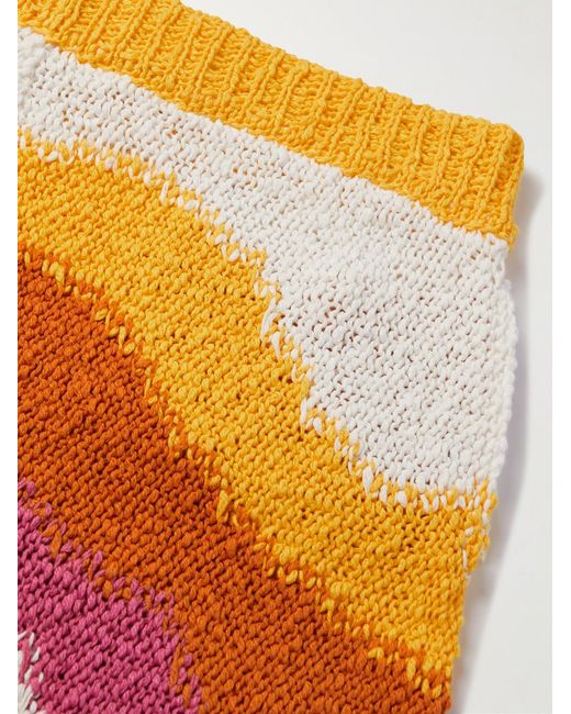 Marni Yellow Straight-Leg Crochet-Knit Striped Cotton Shorts for men