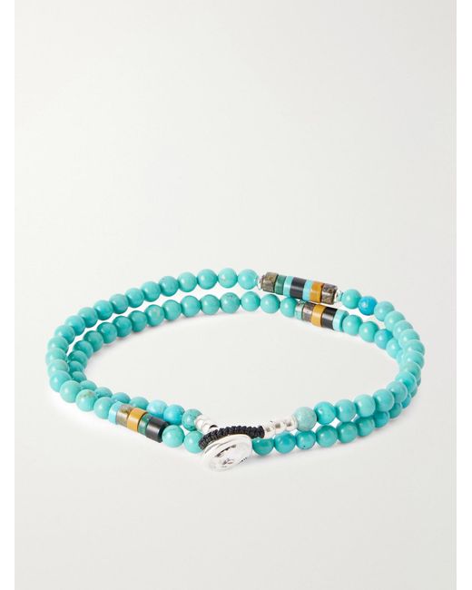 Mikia Green Sterling Multi-Stone Beaded Bracelet for men