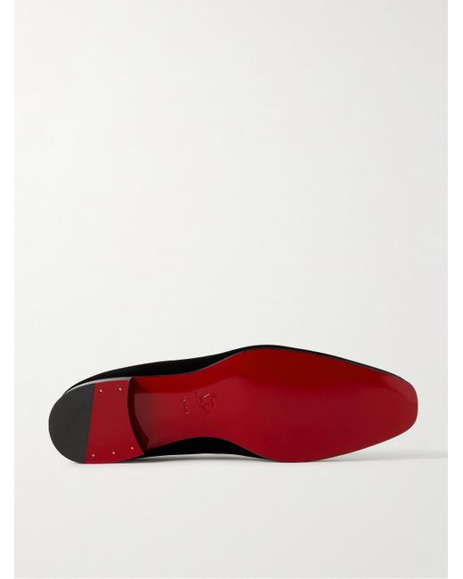 Christian Louboutin Black Dandelion Grosgrain-Trimmed Velvet Loafers for men
