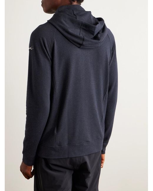 Kjus Blue Inverness Eco-Coffee Cotton-Blend Jersey Half-Zip Hoodie for men