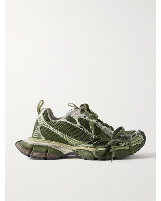 Balenciaga Green 3xl Distressed Mesh And Rubber Sneakers for men