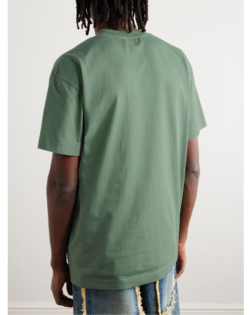 Palm Angels T-shirt in jersey di cotone con logo applicato di Moncler Genius in Green da Uomo
