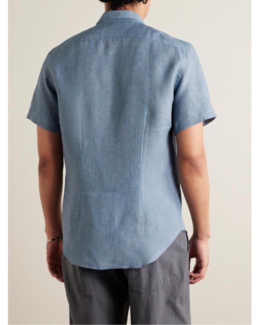 Paul Smith Blue Slim-fit Linen Shirt for men
