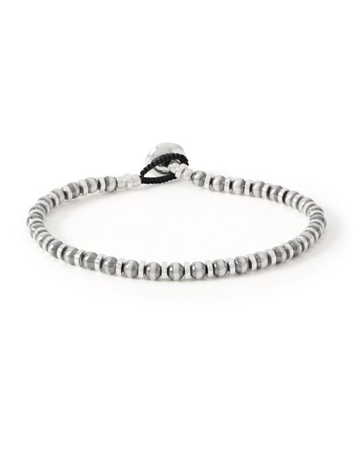 Mikia Metallic Silver Hematite Beaded Bracelet for men