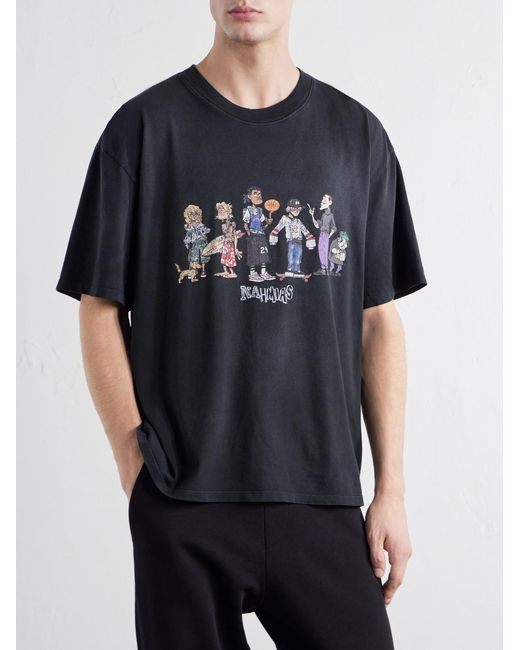 NAHMIAS Black Printed Cotton-jersey T-shirt for men