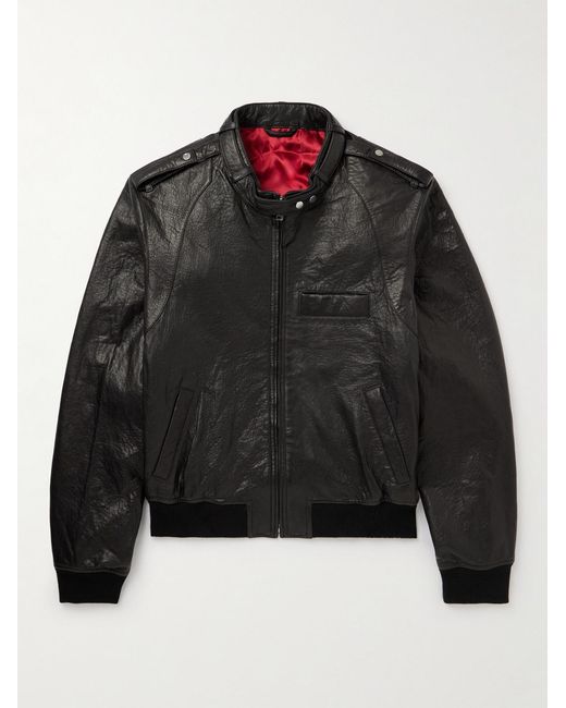 Isabel Marant Black Codaho Crinkled-Leather Bomber Jacket for men