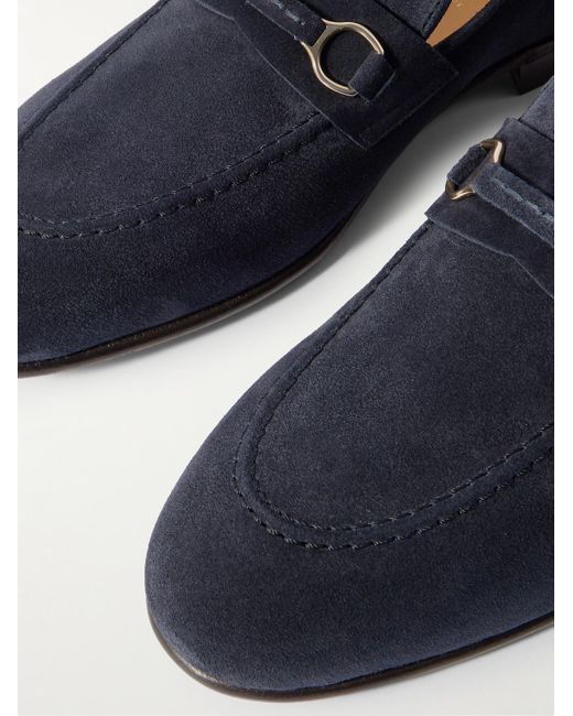 Brunello Cucinelli Blue Embellished Suede Loafers for men
