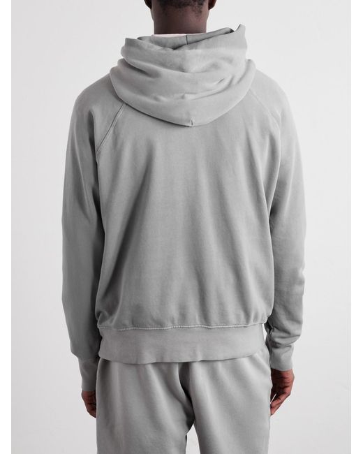 Les Tien Gray French Terry-Cotton Raglan Hoodie for men