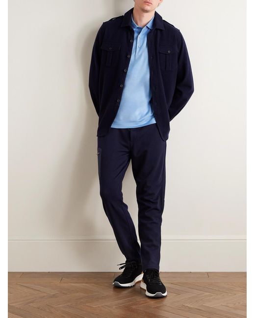 Charvet Blue Slim-Fit Cotton Polo Shirt for men