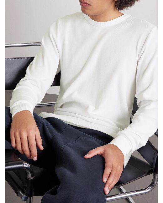Les Tien White Thermal Slim-fit Cotton-blend Piqué T-shirt for men