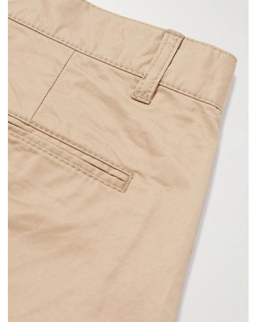 Beams Plus Natural Tapered Pleated Cotton-Twill Trousers for men