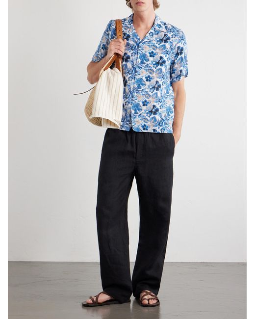 Vilebrequin Blue Charli Camp-Collar Printed Shirt for men