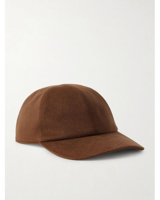 Loro Piana Brown Ivy Cashmere Baseball Cap for men