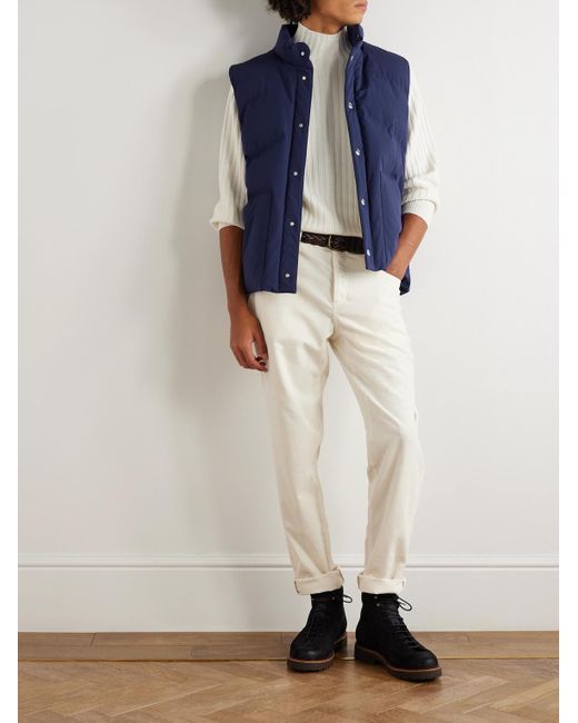 Brunello Cucinelli Blue Quilted Shell Down Gilet for men