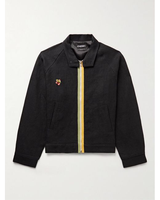 CHERRY LA Black Dave Embroidered Linen Jacket for men