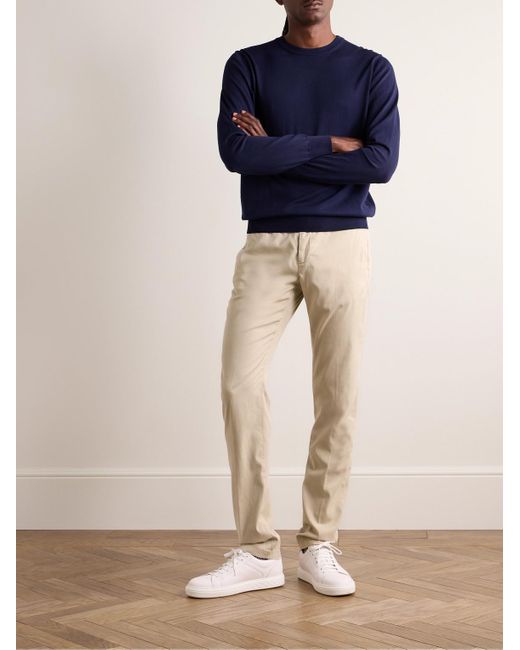Canali Natural Slim-fit Garment-dyed Stretch Lyocell And Cotton-blend Twill Trousers for men