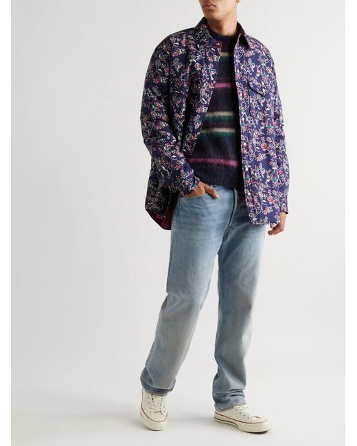 Isabel Marant Blue Valdy Reversible Floral-Print Padded Cotton Overshirt for men