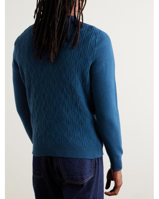 Inis Meáin Blue Slim-fit Cable-knit Merino Wool And Cashmere-blend Sweater for men