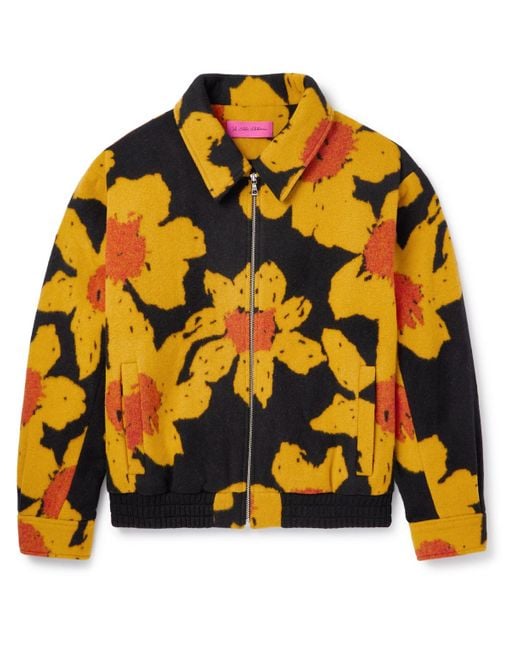 The Elder Statesman Yellow Senna Oversized Floral-print Wool And Cashmere-blend Bomber Jacket for men