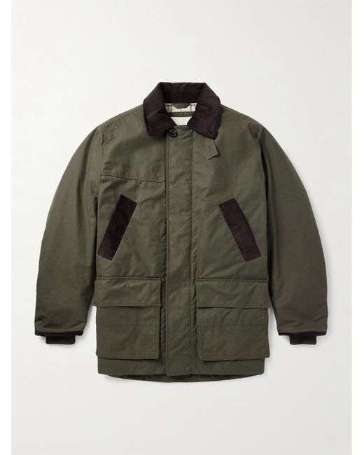 James Purdey & Sons Green Pembroke Corduory-Trimmed Cotton-Canvas Coat for men