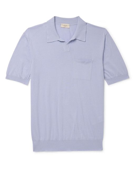 Altea Blue Slim-fit Garment-dyed Cotton Polo Shirt for men