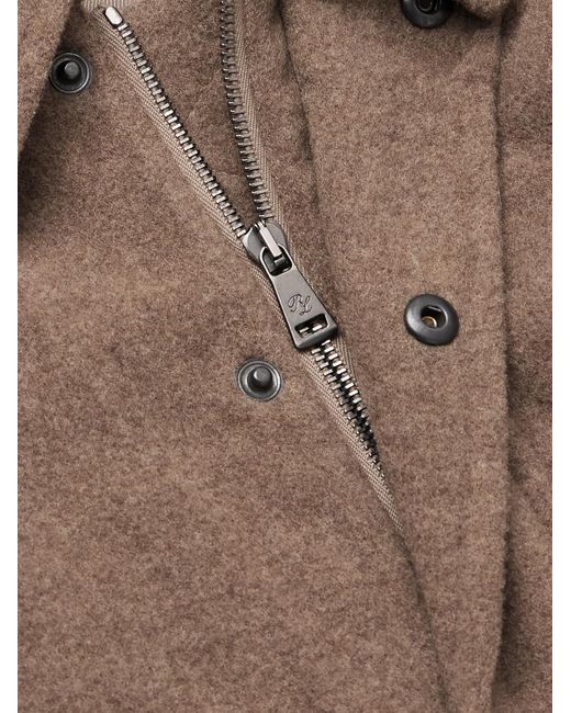 Ralph Lauren Purple Label Brown Deshler Brushed Wool-blend Flannel Bomber Jacket for men