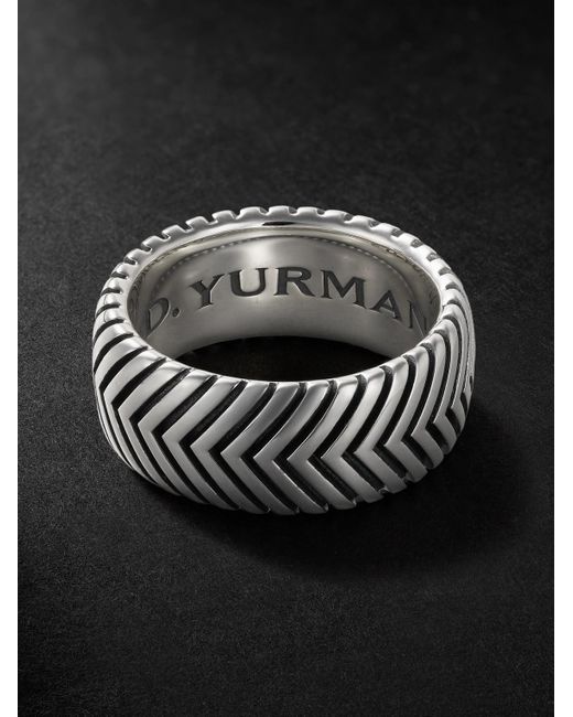 David Yurman Black Chevron Sterling Silver Ring for men