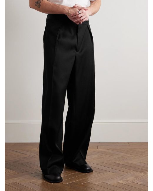 Enfants Riches Deprimes Black Boiler Room Wide-Leg Pleated Virgin Wool-Gabardine Trousers for men