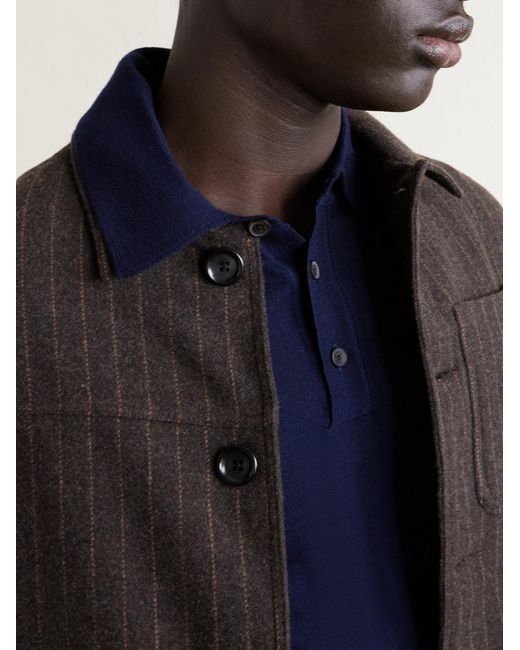 Mr P. Blue Merino Wool Polo Shirt for men