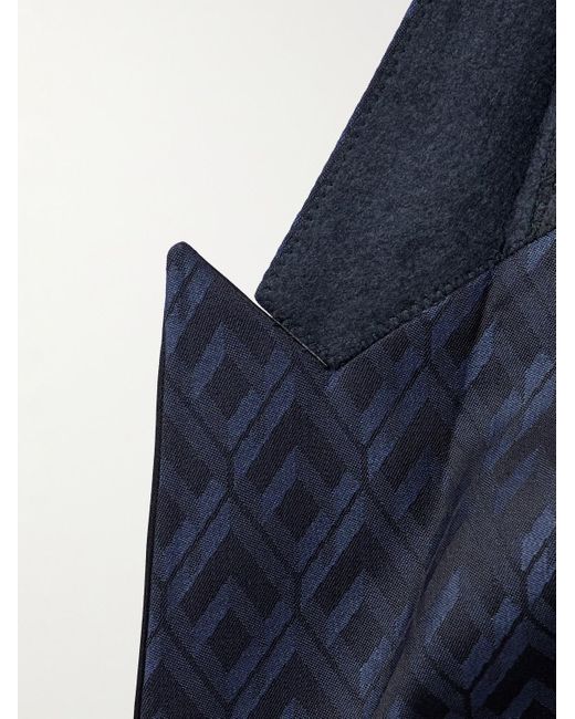 Paul Smith Blue Slim-fit Satin-trimmed Wool-jacquard Tuxedo Jacket for men
