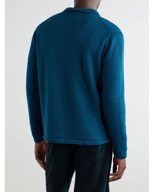 Inis Meáin Blue Merino Wool And Linen-Blend Cardigan for men