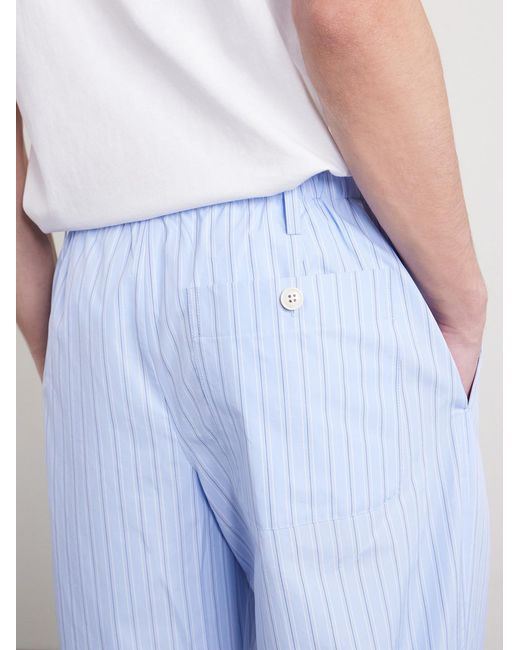 Dries Van Noten Blue Straight-Leg Striped Cotton-Poplin Drawstring Trousers for men