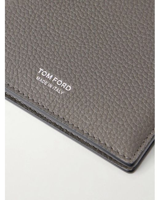 Tom Ford Gray T Line Soft Grain Leather Bifold Wallet for men