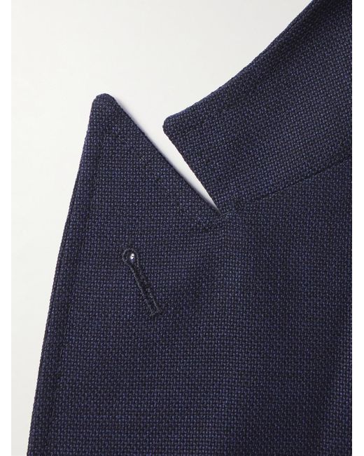 Rubinacci Blue Double-breasted Wool-hopsack Blazer for men