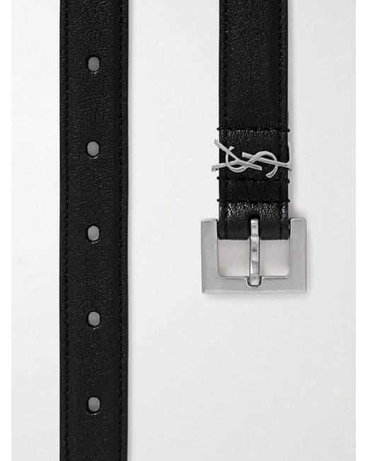 Saint Laurent Black 2Cm Full-Grain Leather Belt for men