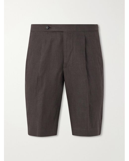 De Petrillo Gray Straight-Leg Linen Shorts for men