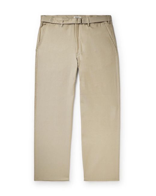 Auralee Natural Finx Straight-leg Belted Cotton And Silk-blend Twill Trousers for men
