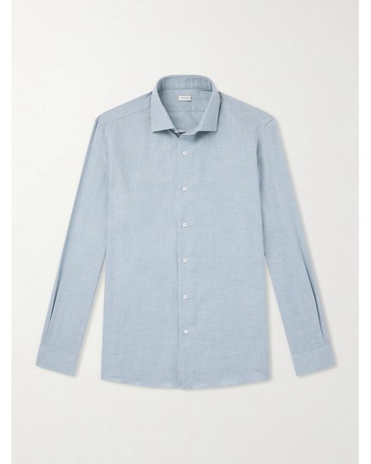 Caruso Blue Cotton And Cashmere-Blend Shirt for men