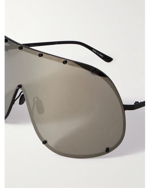 Rick Owens Gray Shield Aviator-style Stainless Steel Sunglasses for men