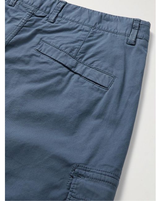 Stone Island Blue Straight-leg Logo-appliquéd Supima Cotton-blend Cargo Trousers for men